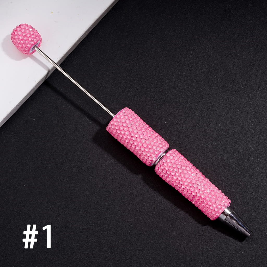 Beadable Clay Pens with Shiny Neon Rhinestones Covered the Entire Pen, Multi-Color