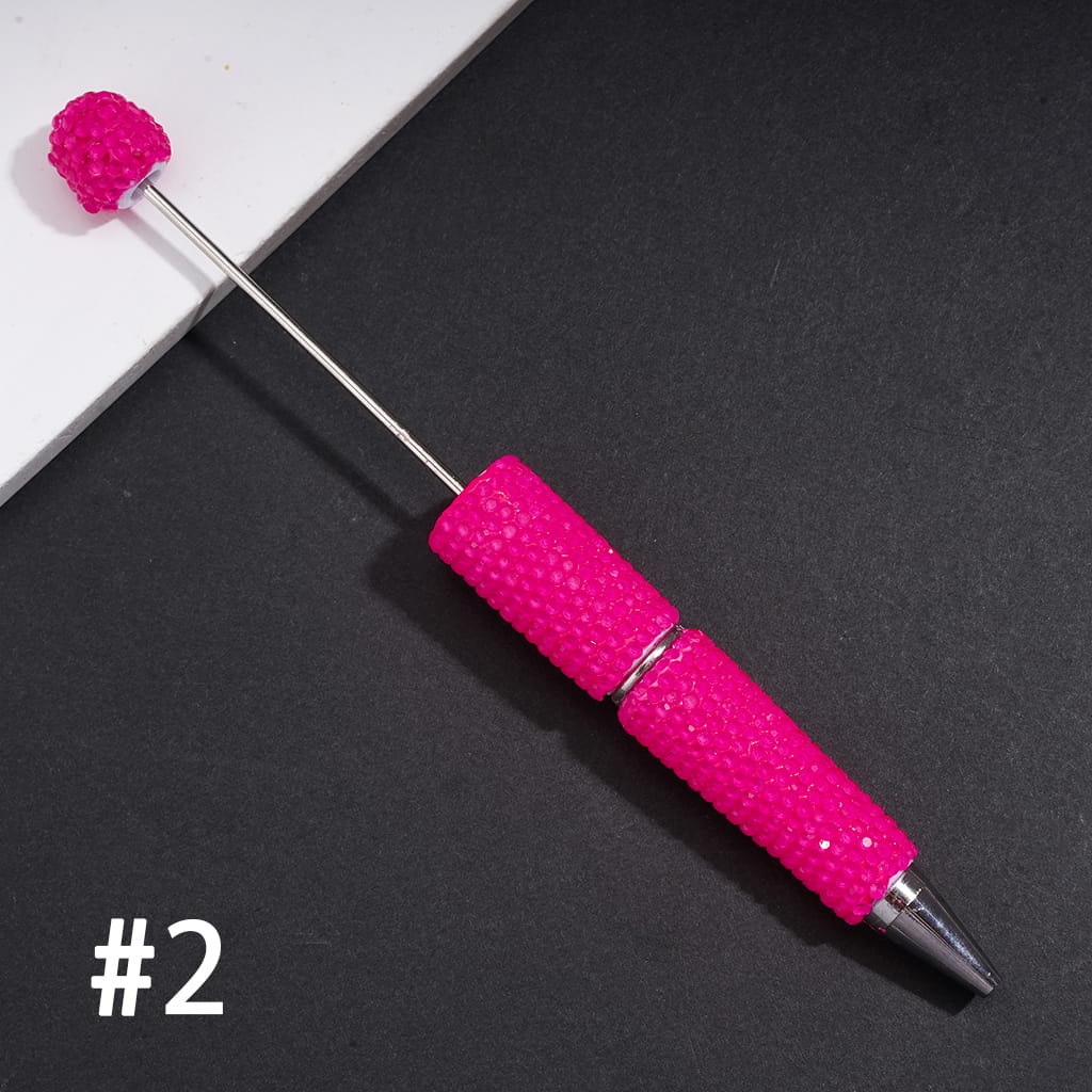 Beadable Clay Pens with Shiny Neon Rhinestones Covered the Entire Pen, Multi-Color