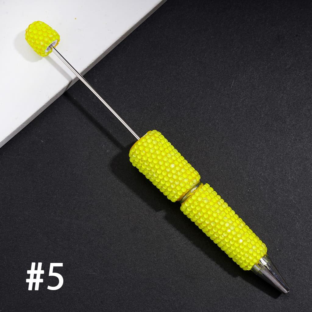 Beadable Clay Pens with Shiny Neon Rhinestones Covered the Entire Pen, Multi-Color