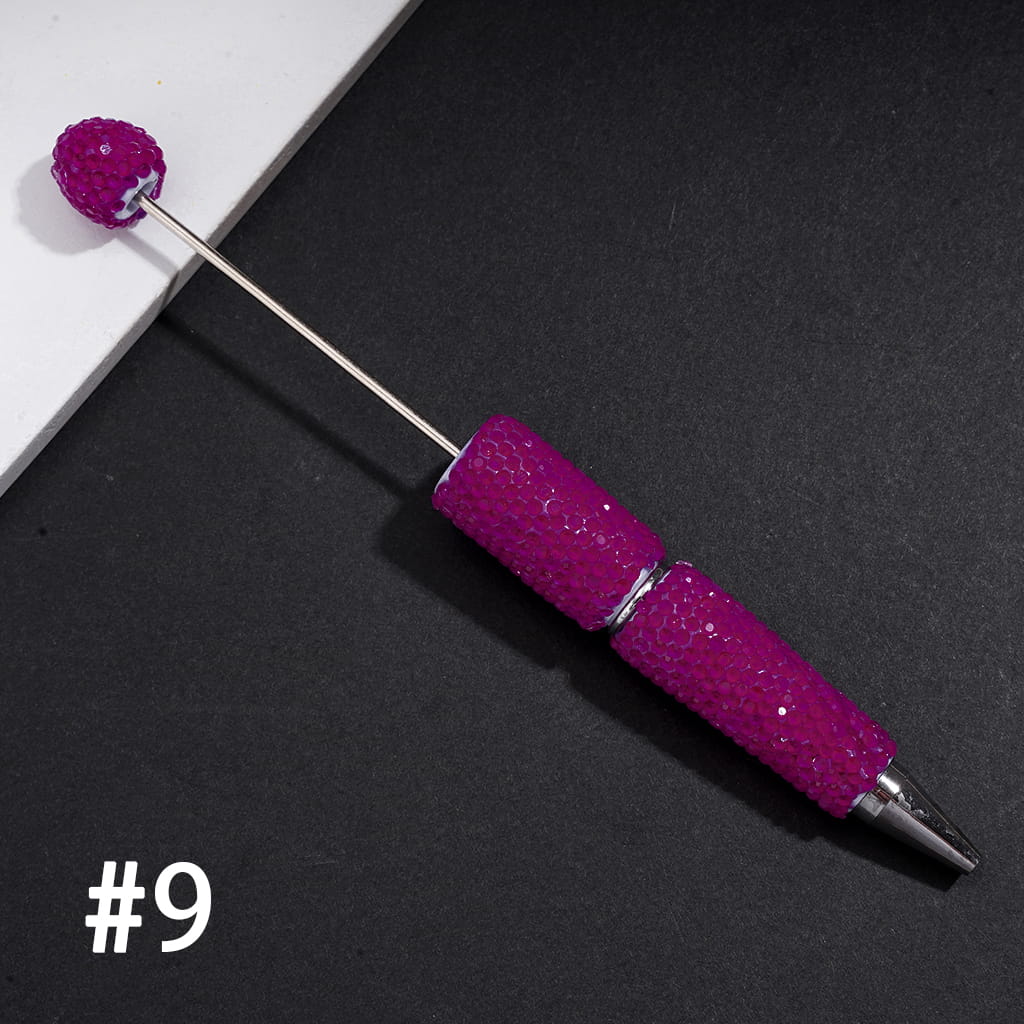 Beadable Clay Pens with Shiny Neon Rhinestones Covered the Entire Pen, Multi-Color