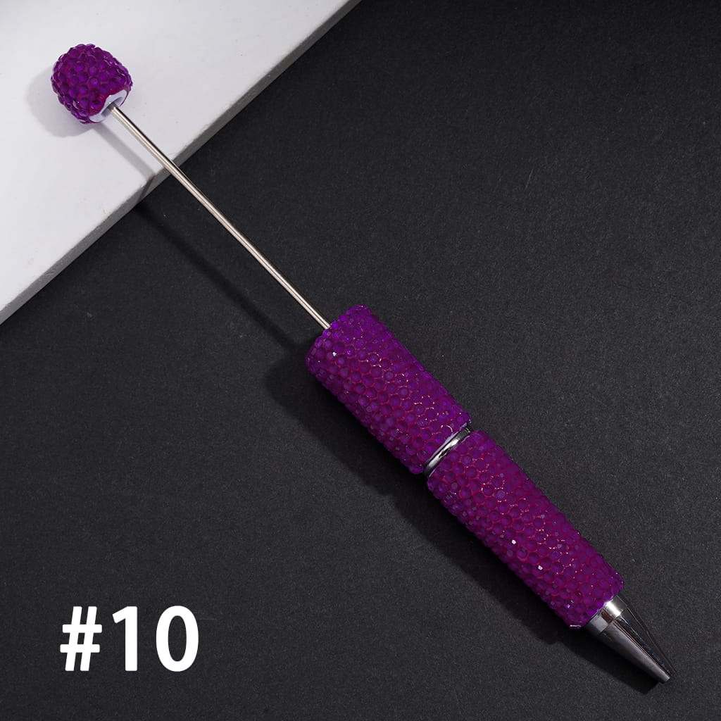 Beadable Clay Pens with Shiny Neon Rhinestones Covered the Entire Pen, Multi-Color