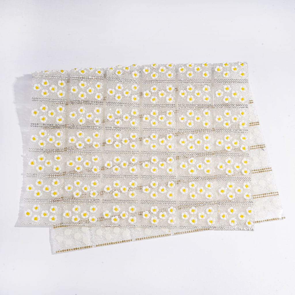 DIY Bling Bling Wraps Tapes with Daisy and Cone Shaped Rhinestones for Pen, Around 40*28MM (Small 84 Pieces in 1 Sheet)