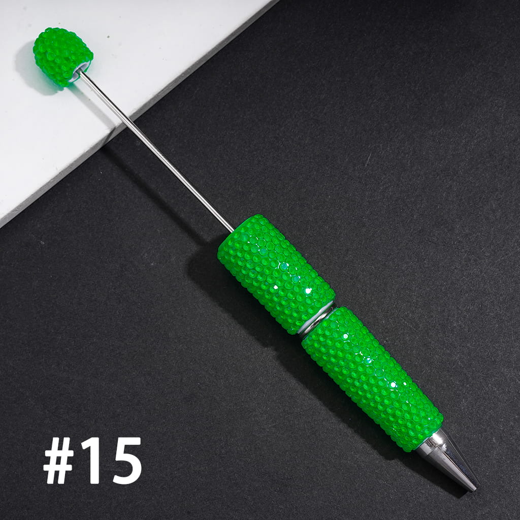 Beadable Clay Pens with Shiny Neon Rhinestones Covered the Entire Pen, Multi-Color