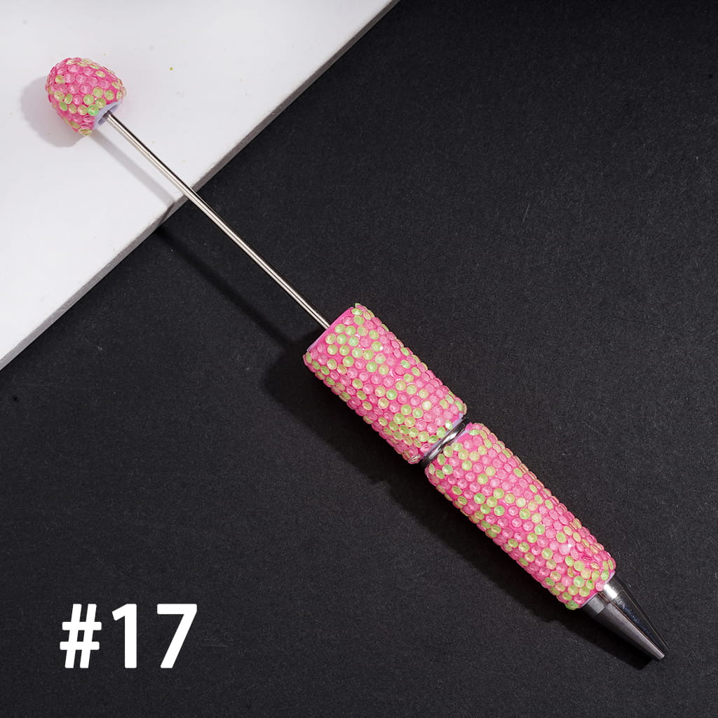 Beadable Clay Pens with Shiny Neon Rhinestones Covered the Entire Pen, Multi-Color