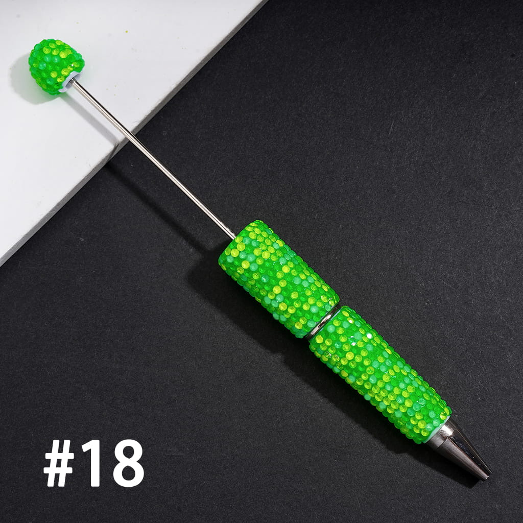 Beadable Clay Pens with Shiny Neon Rhinestones Covered the Entire Pen, Multi-Color