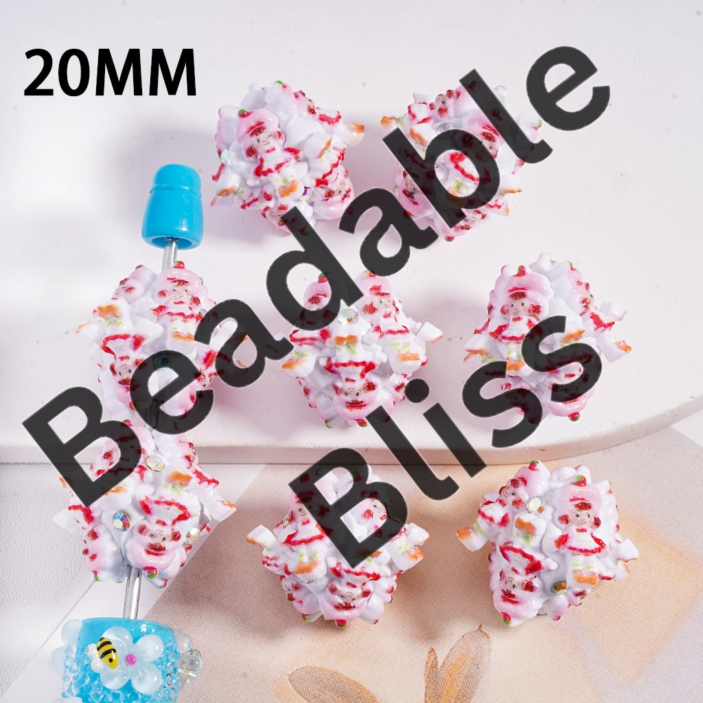 Clay Beads Cute Strawberry Girl Series with AB Rhinestones, 20MM