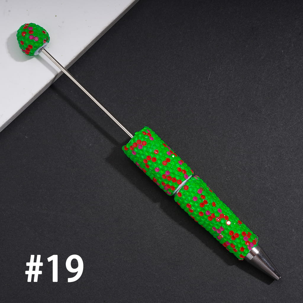 Beadable Clay Pens with Shiny Neon Rhinestones Covered the Entire Pen, Multi-Color