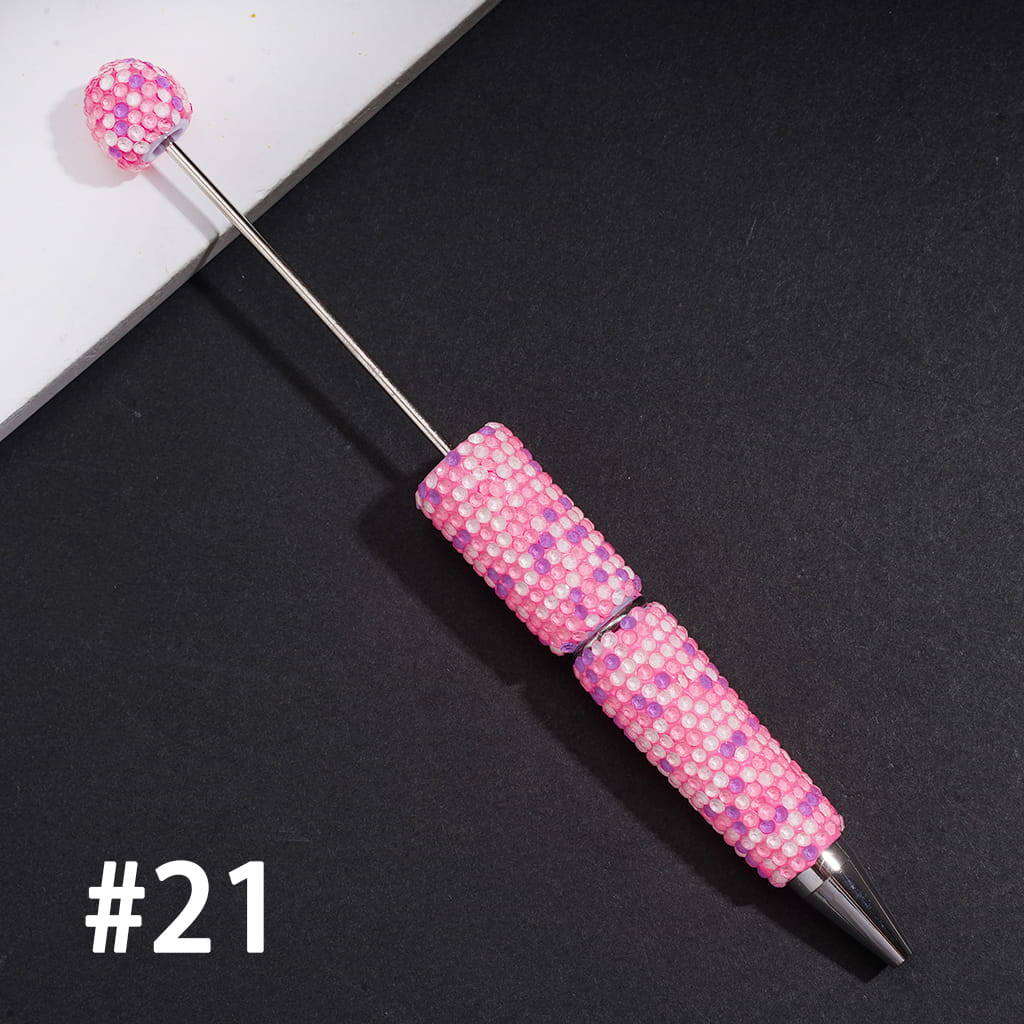 Beadable Clay Pens with Shiny Neon Rhinestones Covered the Entire Pen, Multi-Color