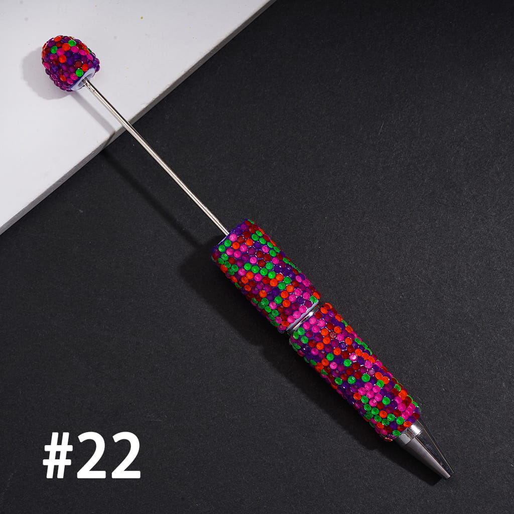 Beadable Clay Pens with Shiny Neon Rhinestones Covered the Entire Pen, Multi-Color