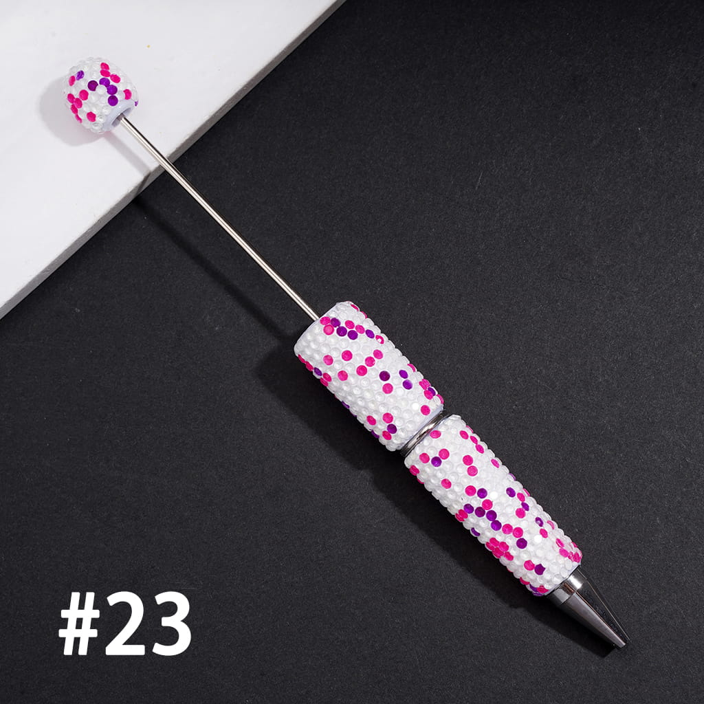 Beadable Clay Pens with Shiny Neon Rhinestones Covered the Entire Pen, Multi-Color
