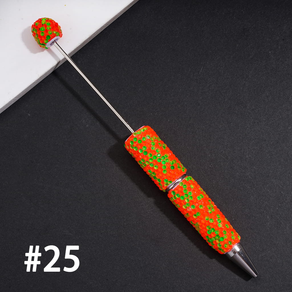Beadable Clay Pens with Shiny Neon Rhinestones Covered the Entire Pen, Multi-Color