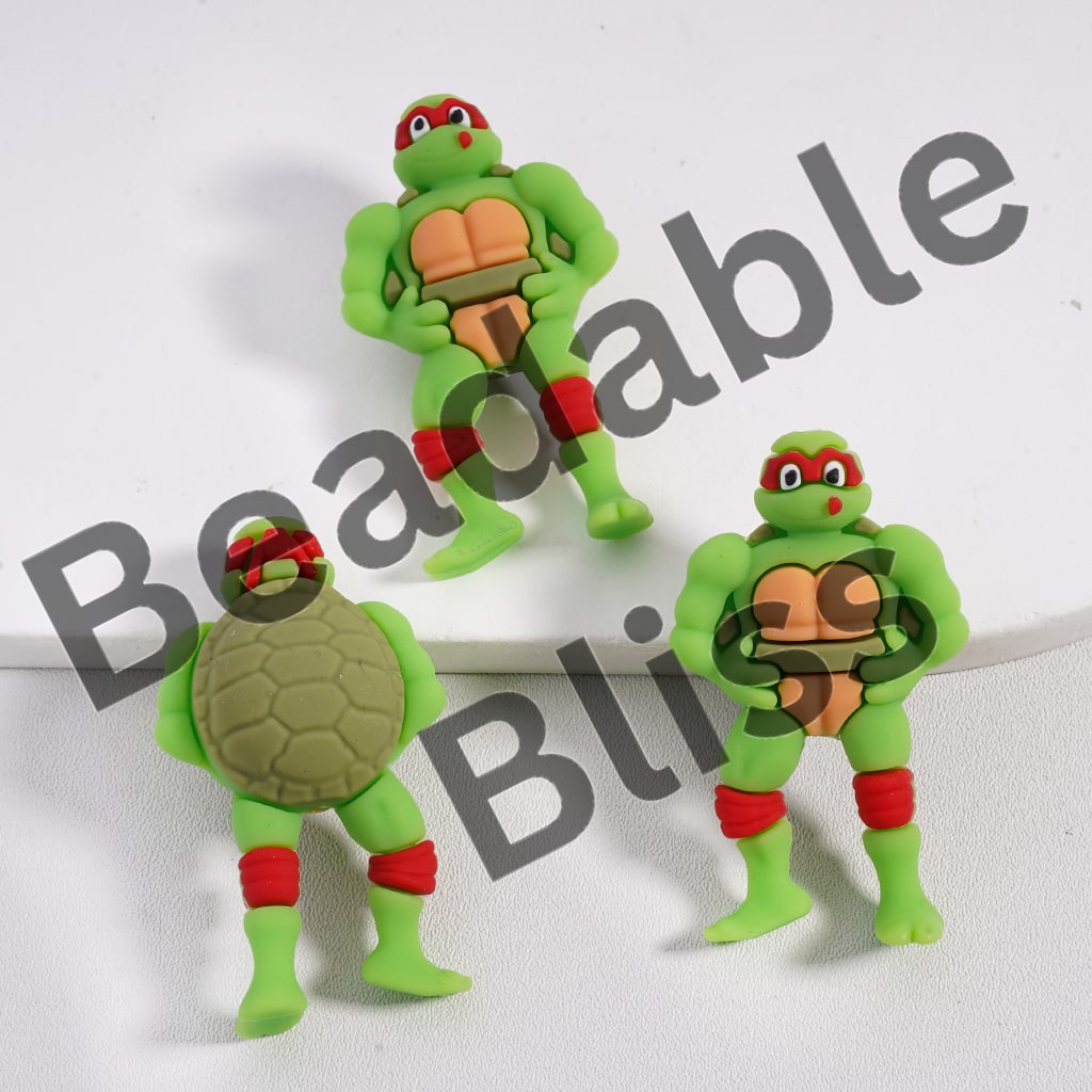 Silicone Focal Beads 3D Robust Green Tortoise with Red Eye Mask Knee Pads