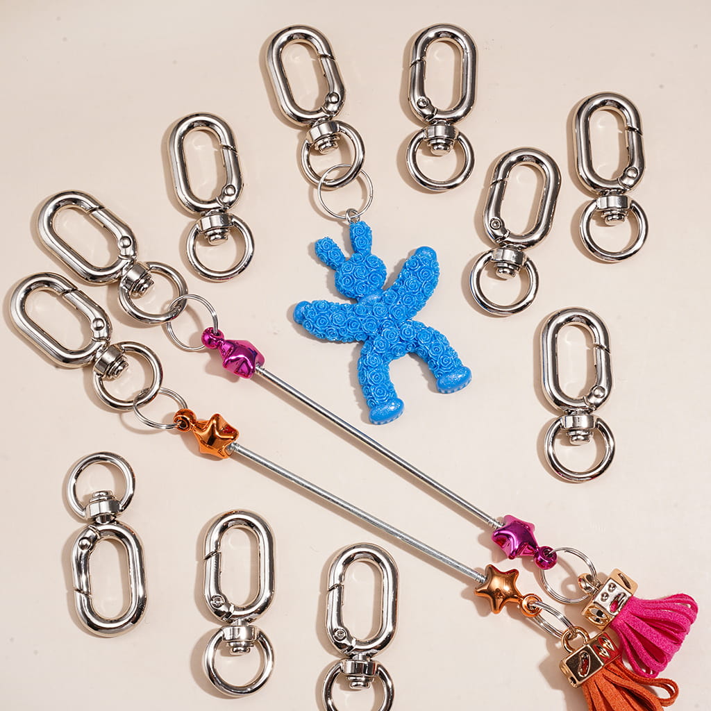 Silver Metal Swivel Clasp, Spring Snap Hooks Open Buckle Keychain Clip for Hanging Items