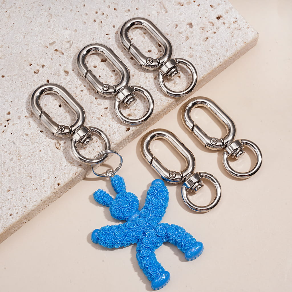 Silver Metal Swivel Clasp, Spring Snap Hooks Open Buckle Keychain Clip for Hanging Items