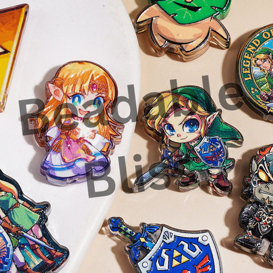 Elf Warrior Game Character Series Acrylic Beads, Semi-Clear Random Mix