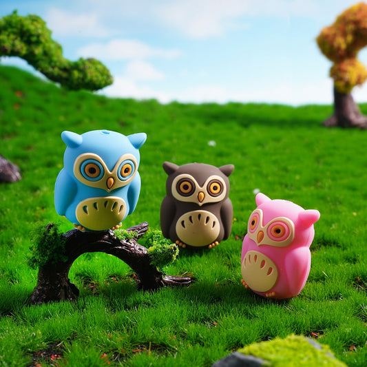 Silicone Focal Beads 3D Cute Night Owl Series