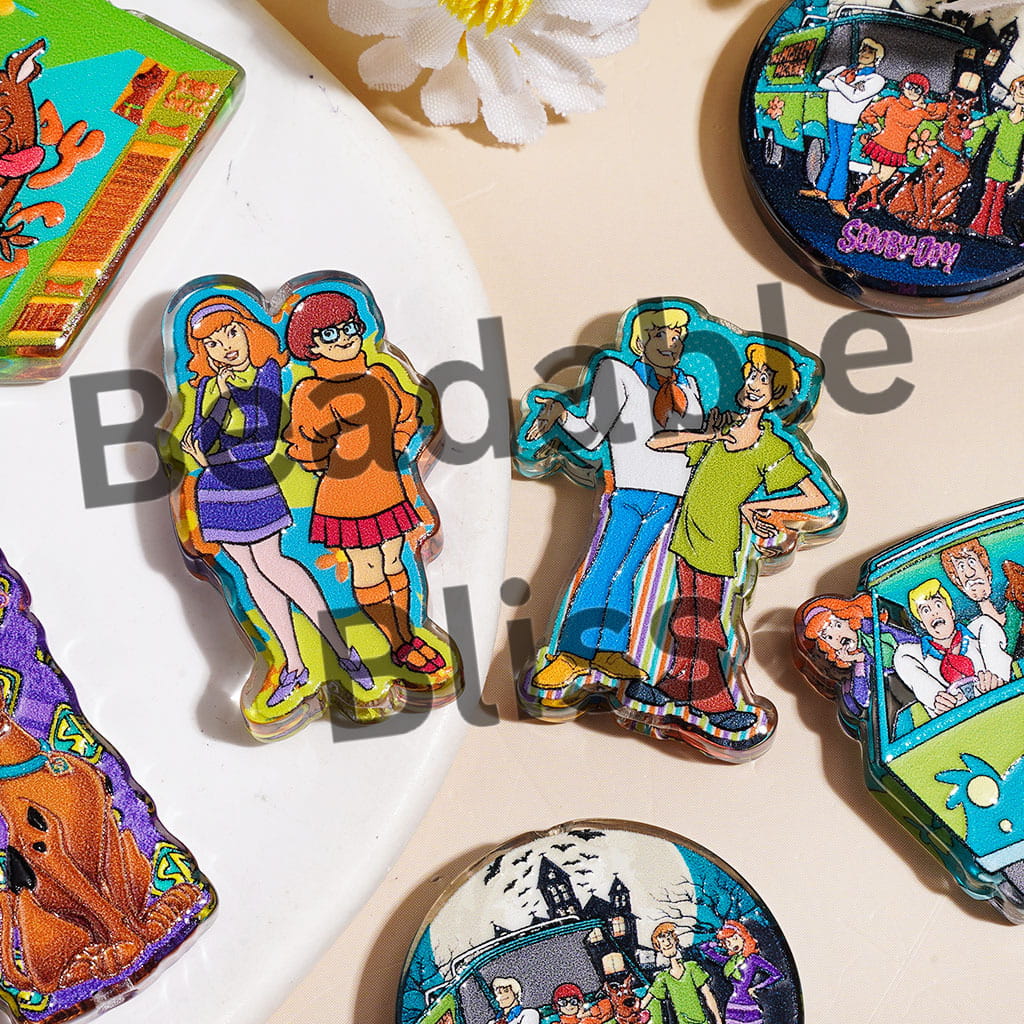 Acrylic Beads with Silly Dog Character in Mysterious Detective Agency Series, Random Mix