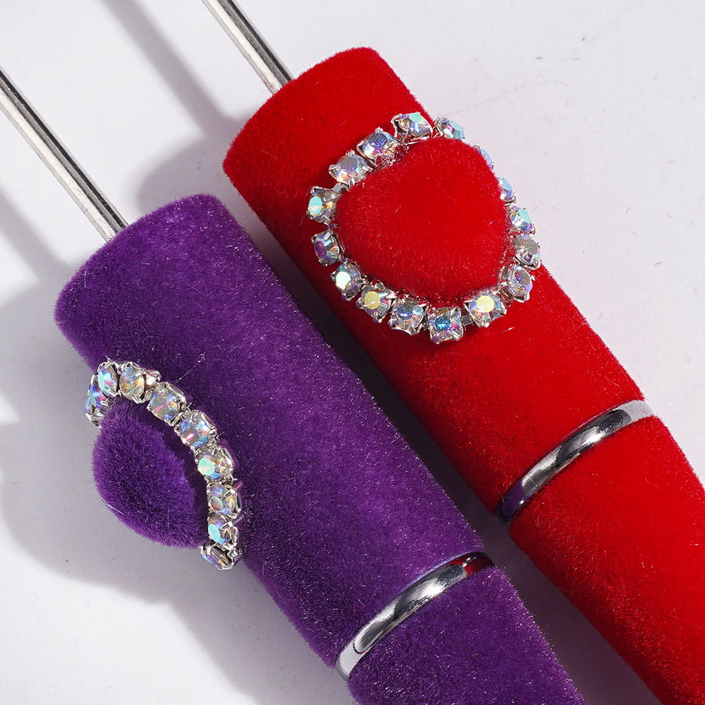 Handcrafted Beadable Pens with Flocked Fluffy Covered the Entire Pens, Heart with AB Chains, Multi-Color