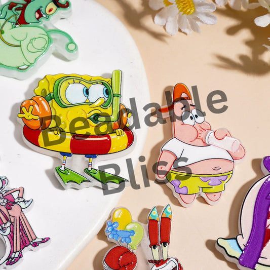 Baby Sponge Character Series Acrylic Beads, Random Mix
