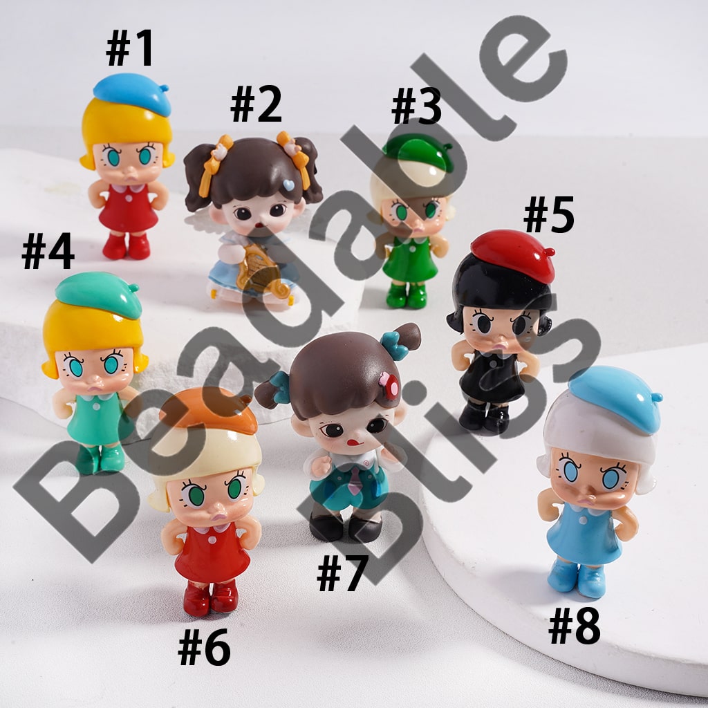 Cute Happy and Angry Girl Characters Series Acrylic Figures Jewelry Accessories (No Hole)