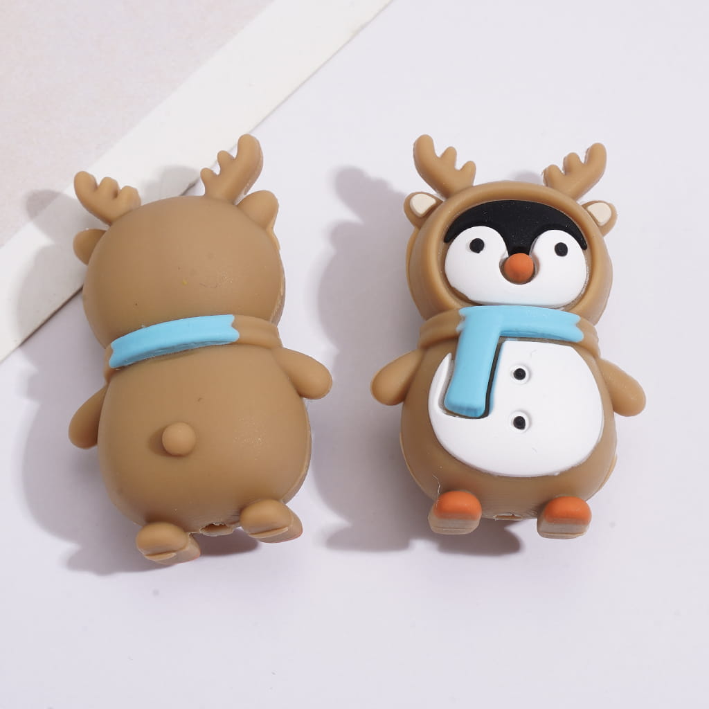Silicone Focal Beads 3D Winter Christmas Theme, Animals, Snowflake & Snowman