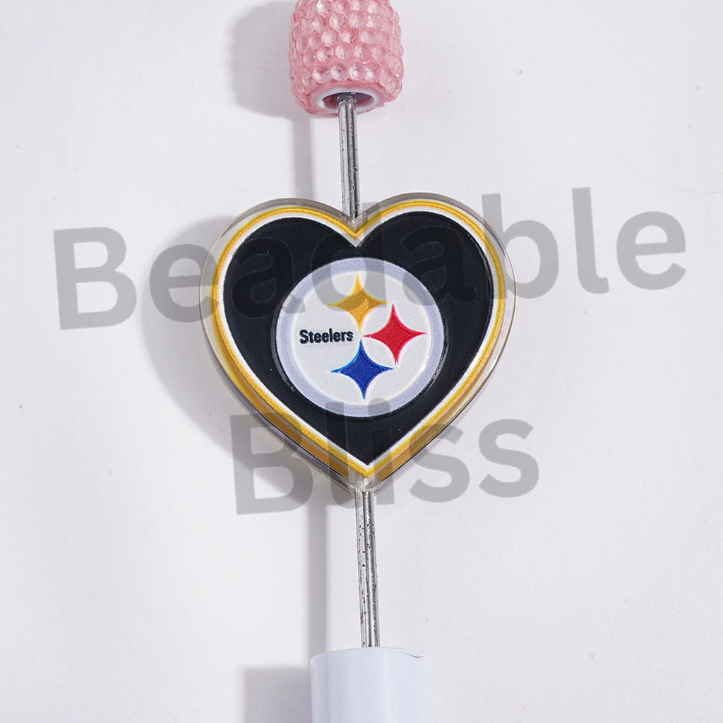 Semi-Clear Acrylic Beads with Diverse Design American Football Pittsburgh Team Series, Random Mix