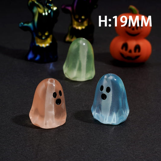 Halloween Mini Ghost Acrylic Beads, Height 19MM, Multi-Color, Random Mix