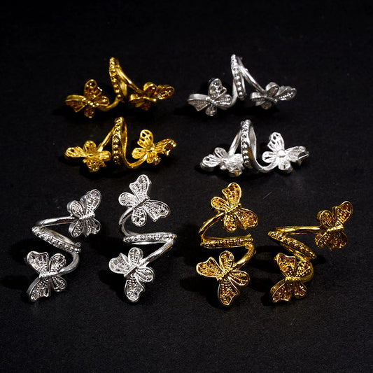 Trendy Twisted Spiral Alloy Beads with Butterfly Design, Large Hole, Jewelry Accessories, Gold & Silver