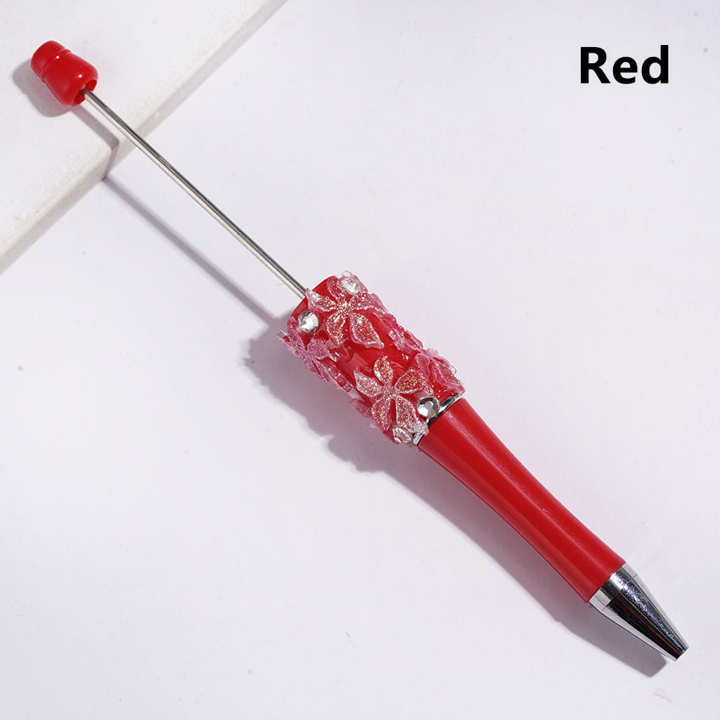Double Color Glitter Shiny Flowers Clear Rhinestones Beadable Pens