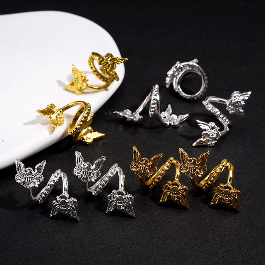 Trendy Twisted Spiral Metal Beads with American Bald Eagle in Patriotic Theme, Large Hole, Jewelry Accessories, Gold & Silver