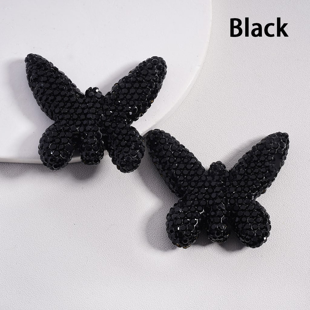 Clay Beads in Butterfly Shape Covered with Rhinestones, Random Mix, 42*49MM