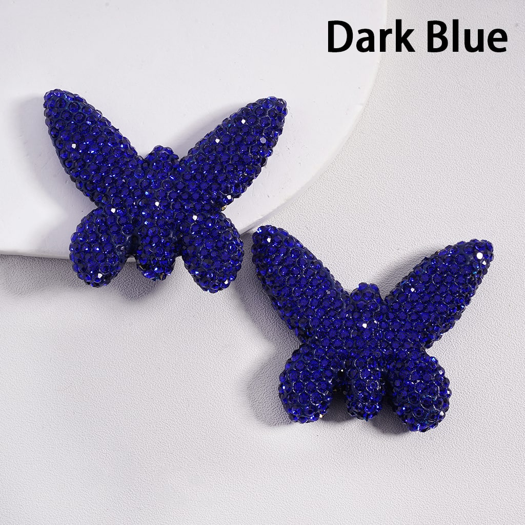 Clay Beads in Butterfly Shape Covered with Rhinestones, Random Mix, 42*49MM