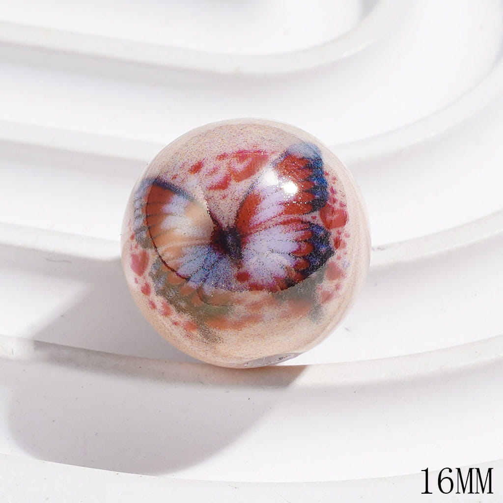 16MM Dreamy Butterfly Acrylic Beads for Bracelets, UV Finish, Multi-Color, Random Mix