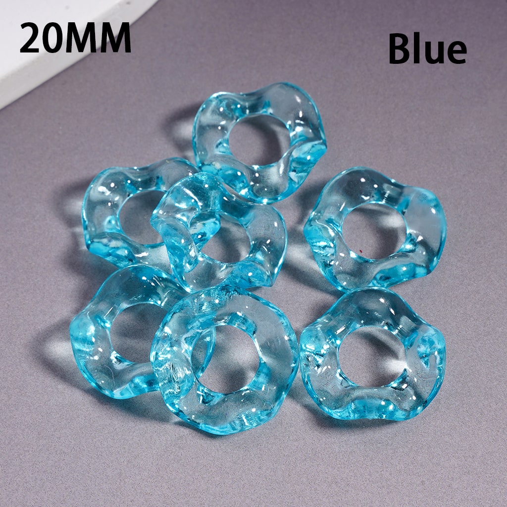 Acrylic Spacer Beads Wavy Shape, Translucent Color, 20MM, Random Mix