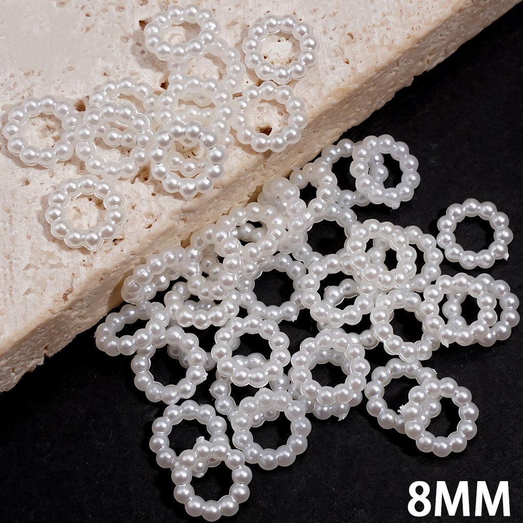 Linked Faux Round White Pearl Spacer Beads, 8MM