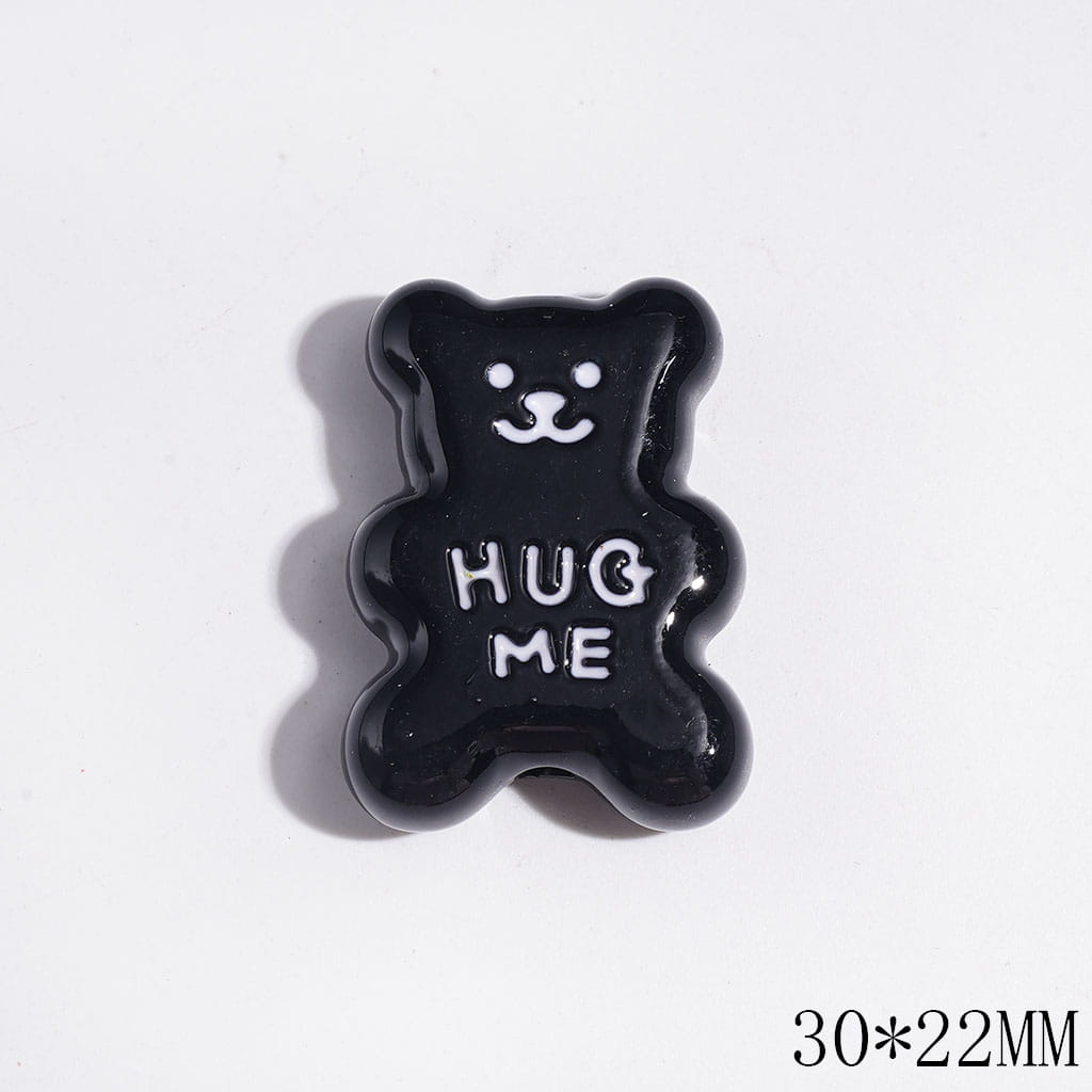 Cute Bear with Text "HUG ME" on Chest Acrylic Beads, 30*22MM, Various Colors, Random Mix