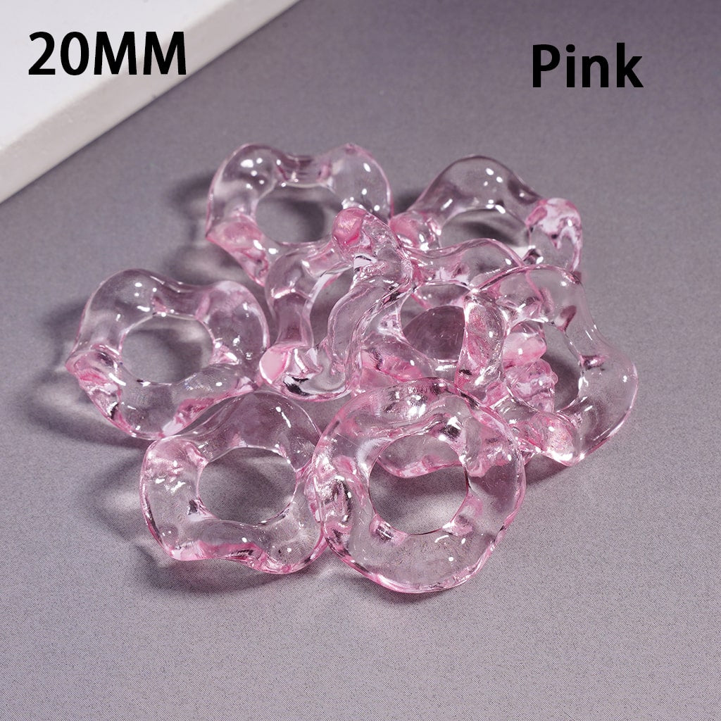 Acrylic Spacer Beads Wavy Shape, Translucent Color, 20MM, Random Mix