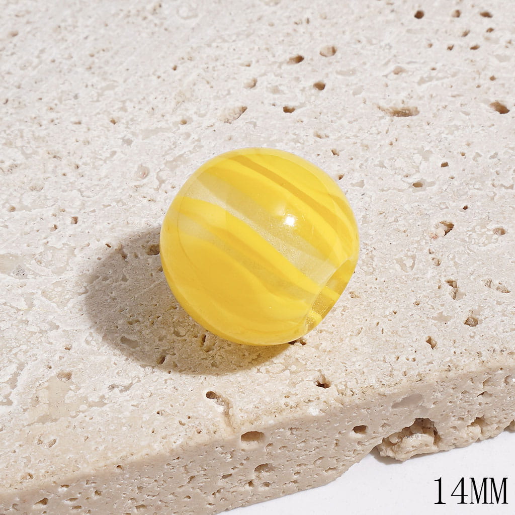 Semi-Clear Acrylic Beads with Vertical Stripes, Big Hole Beads, 14MM, Multi-Color, Random Mix (The Hole Diameter is Around 5MM)
