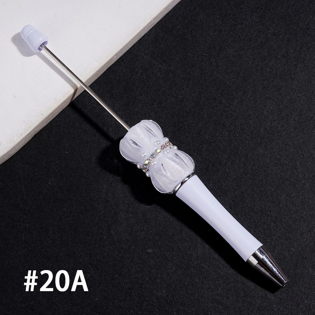 Beadable Pens with Double Layer Water Drop Rhinestones, AB Rhinestone Chains and White Pearls