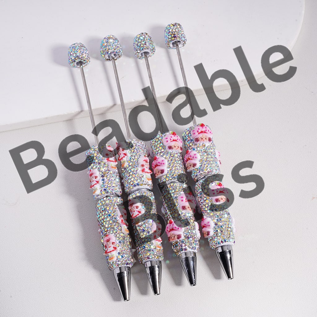 Beadable Clay Pen Strawberry Girl Series with Fancy AB Rhinestones