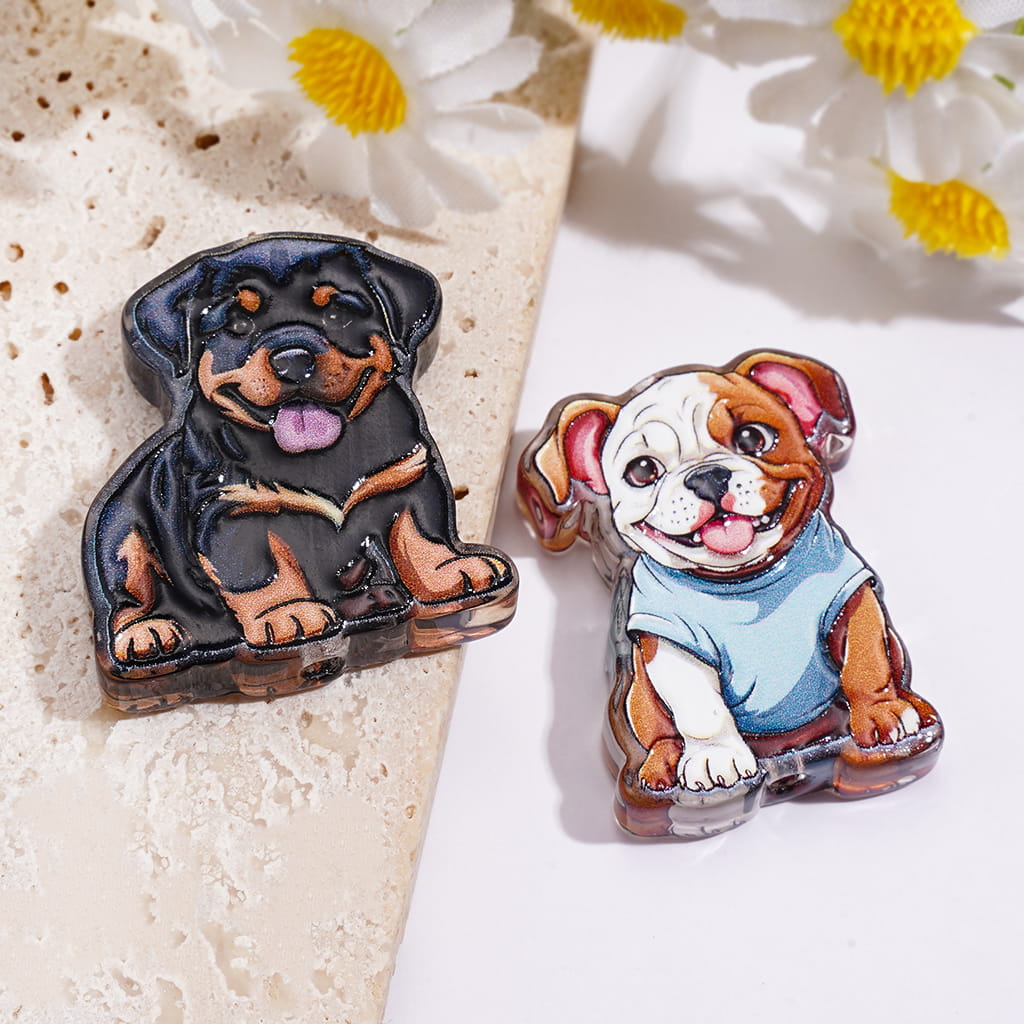 Acrylic Beads Pet Dog Theme, Various Types, Clear, Random Mix