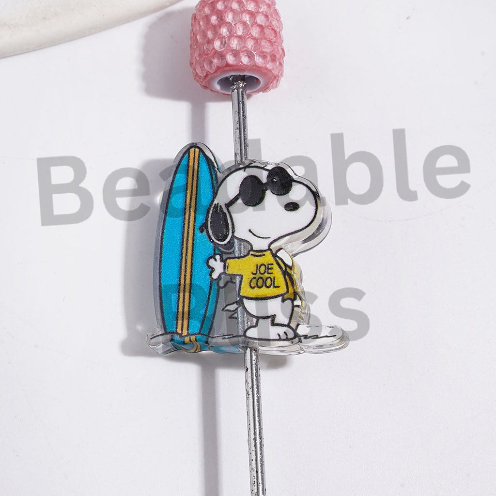 Beagle Dog Characters Series Acrylic Beads, Semi-Clear, Random Mix