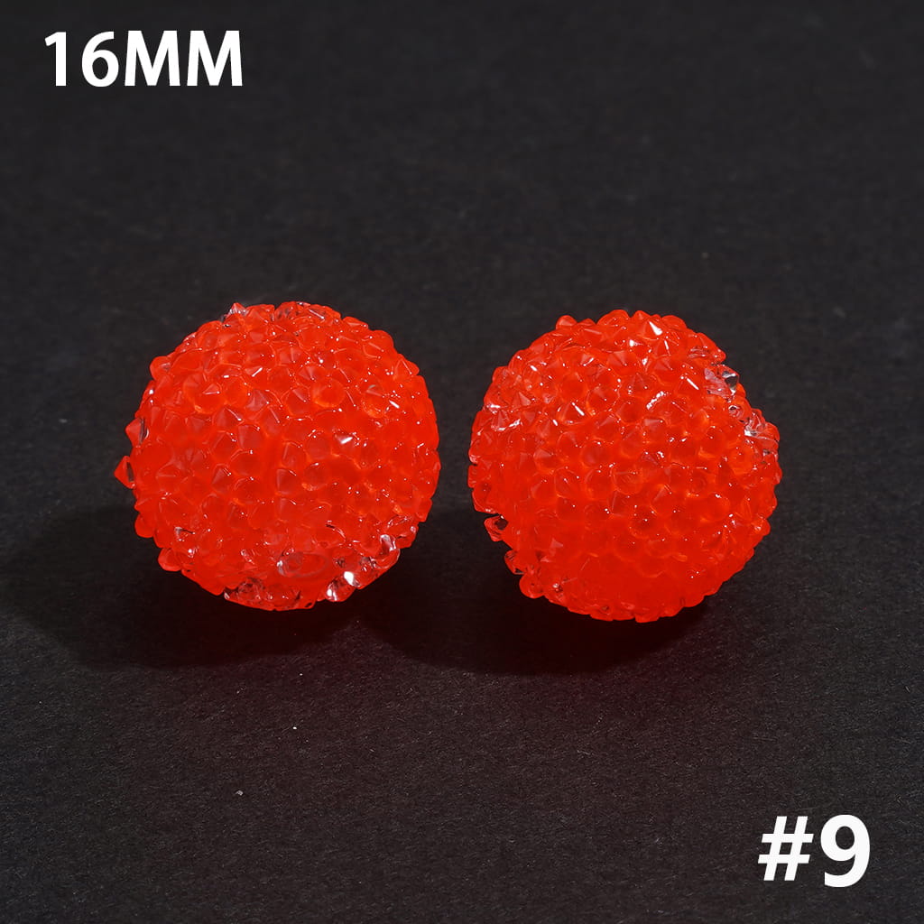 Fluorescent Sugar Beads with Mini Shiny Cone Rhinestones 16MM Multi-Color