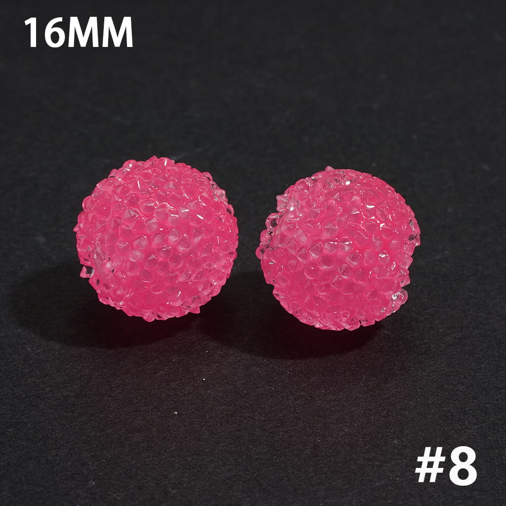 Fluorescent Sugar Beads with Mini Shiny Cone Rhinestones 16MM Multi-Color
