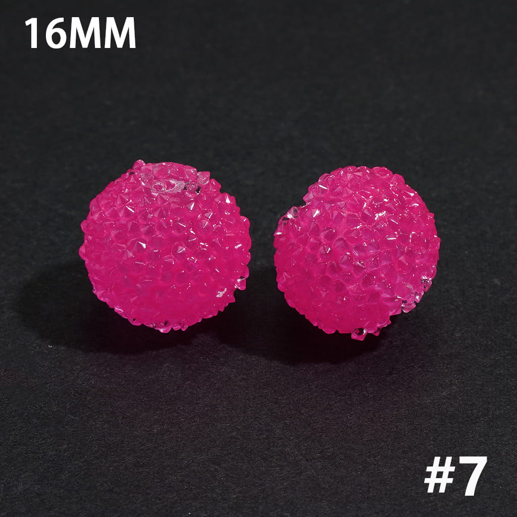 Fluorescent Sugar Beads with Mini Shiny Cone Rhinestones 16MM Multi-Color