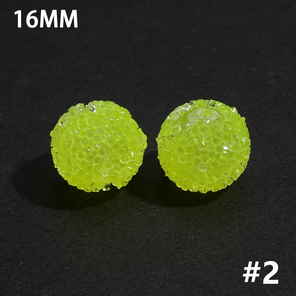 Fluorescent Sugar Beads with Mini Shiny Cone Rhinestones 16MM Multi-Color