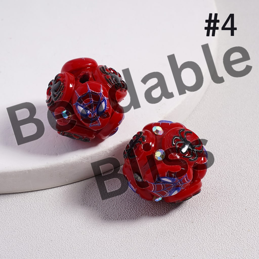 Clay Beads Cute Strong Character Series with AB Rhinestones in Various Designs, Random Mix, 20 MM