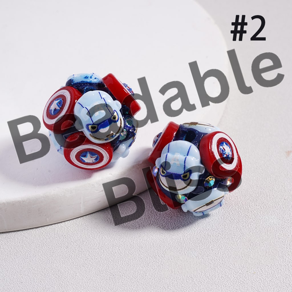 Clay Beads Cute Strong Character Series with AB Rhinestones in Various Designs, Random Mix, 20 MM