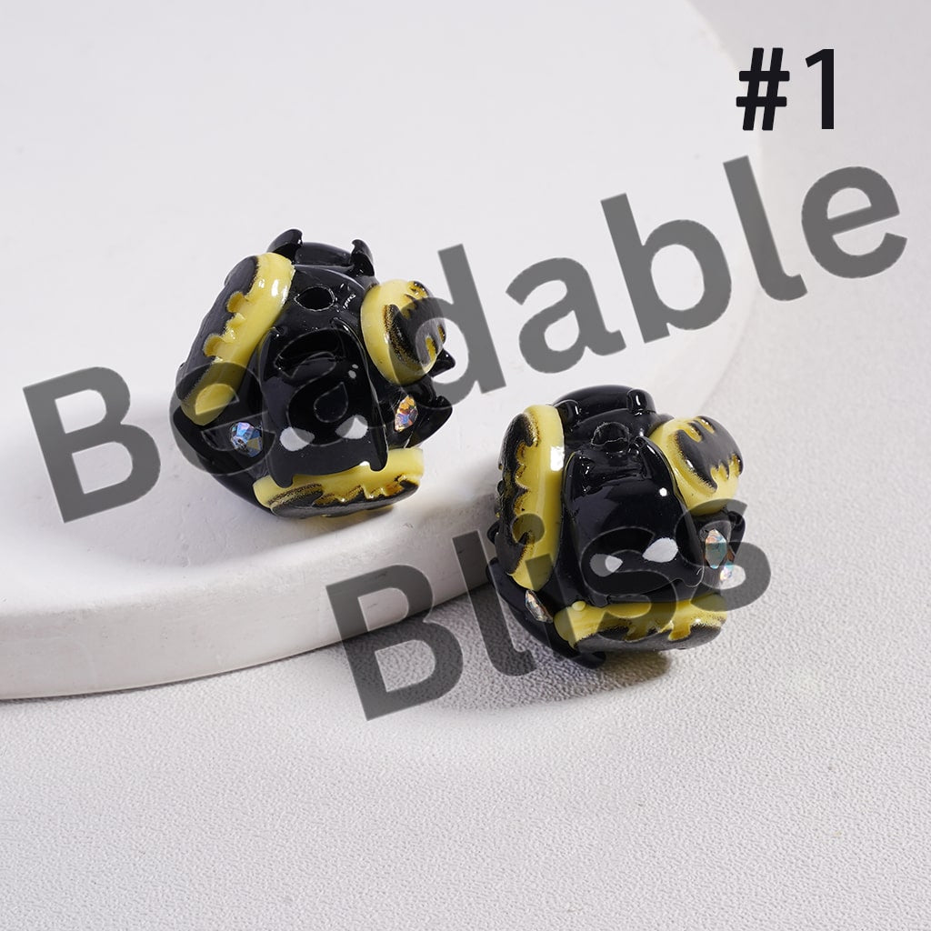 Clay Beads Cute Strong Character Series with AB Rhinestones in Various Designs, Random Mix, 20 MM