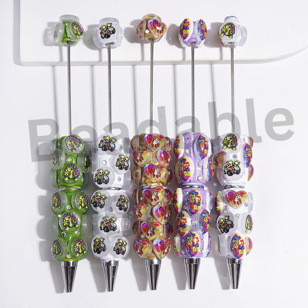 Beadable Clay Pens with Brightly Colored Animal Series, AB Rhinestones